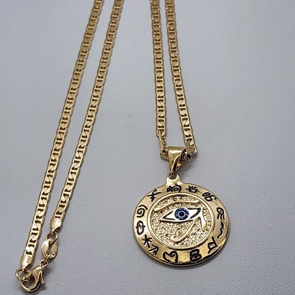 Other - New Brazilian 18k Gold Filled Round Egyptian Protection Eye Of Horus Necklace